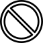 Black line art icon of the forbidden symbol. 