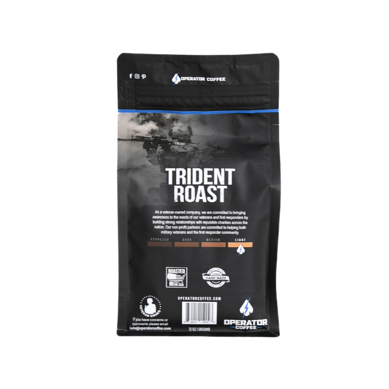 12 oz trident roast coffee back label 