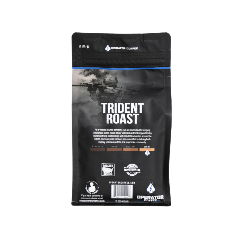 12 oz trident roast coffee back label