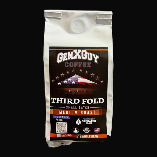 Third Fold pecan flavored medium roast coffee bag front view — Operator Coffee