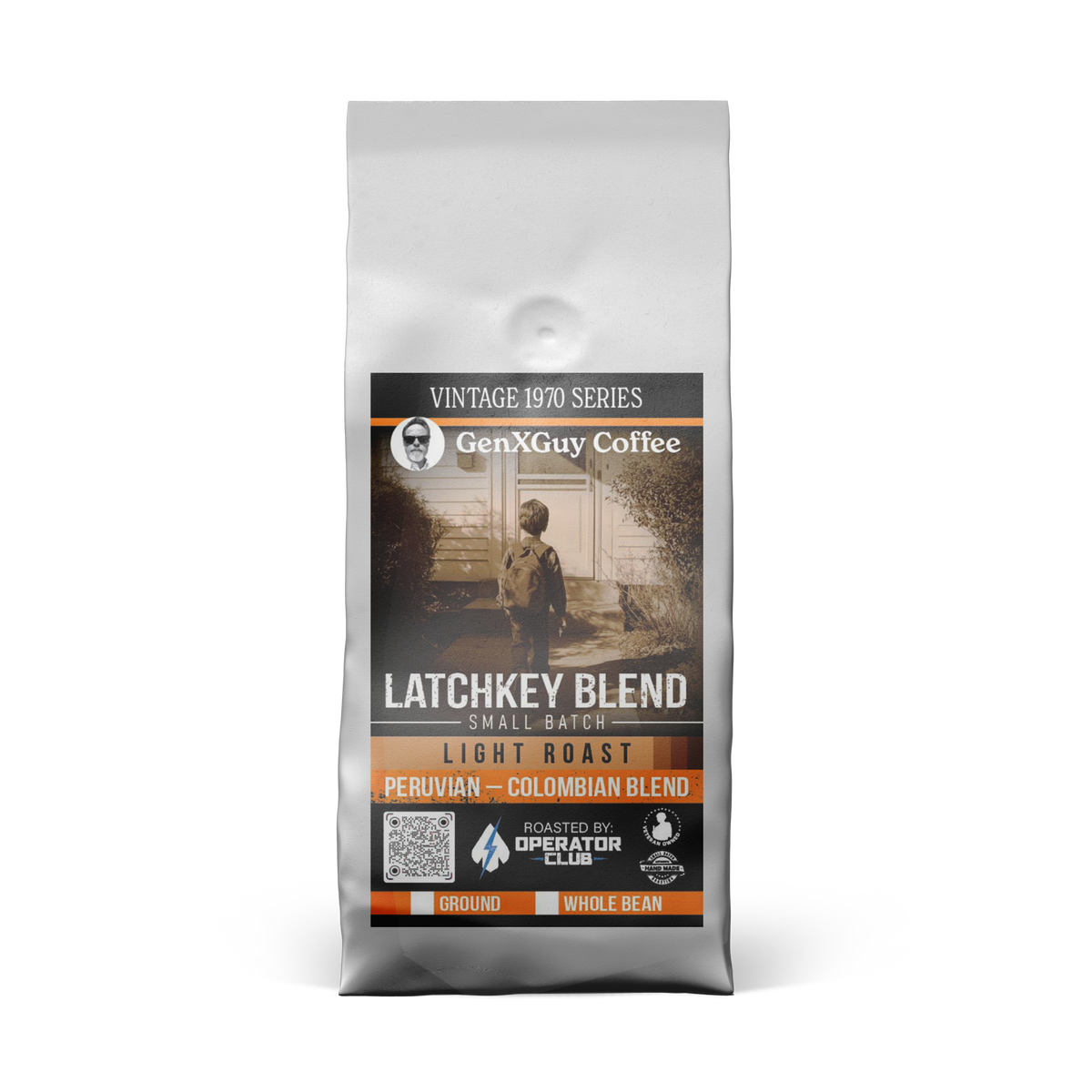 Latchkey Blend light roast coffee bag front view — Operator Coffee
