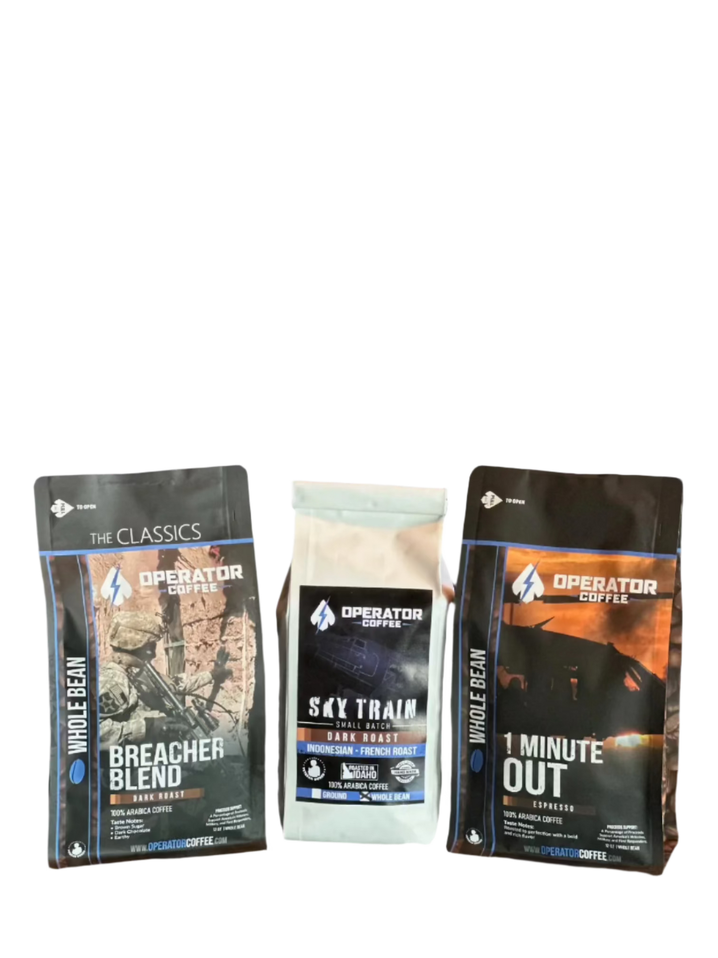 Dark Roast Trio coffee bundle alternate view — Operator Coffee