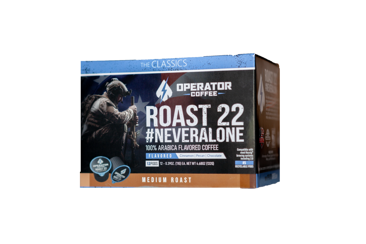 Roast 22 #NeverAlone medium roast K-Cup box alternate view — Operator Coffee
