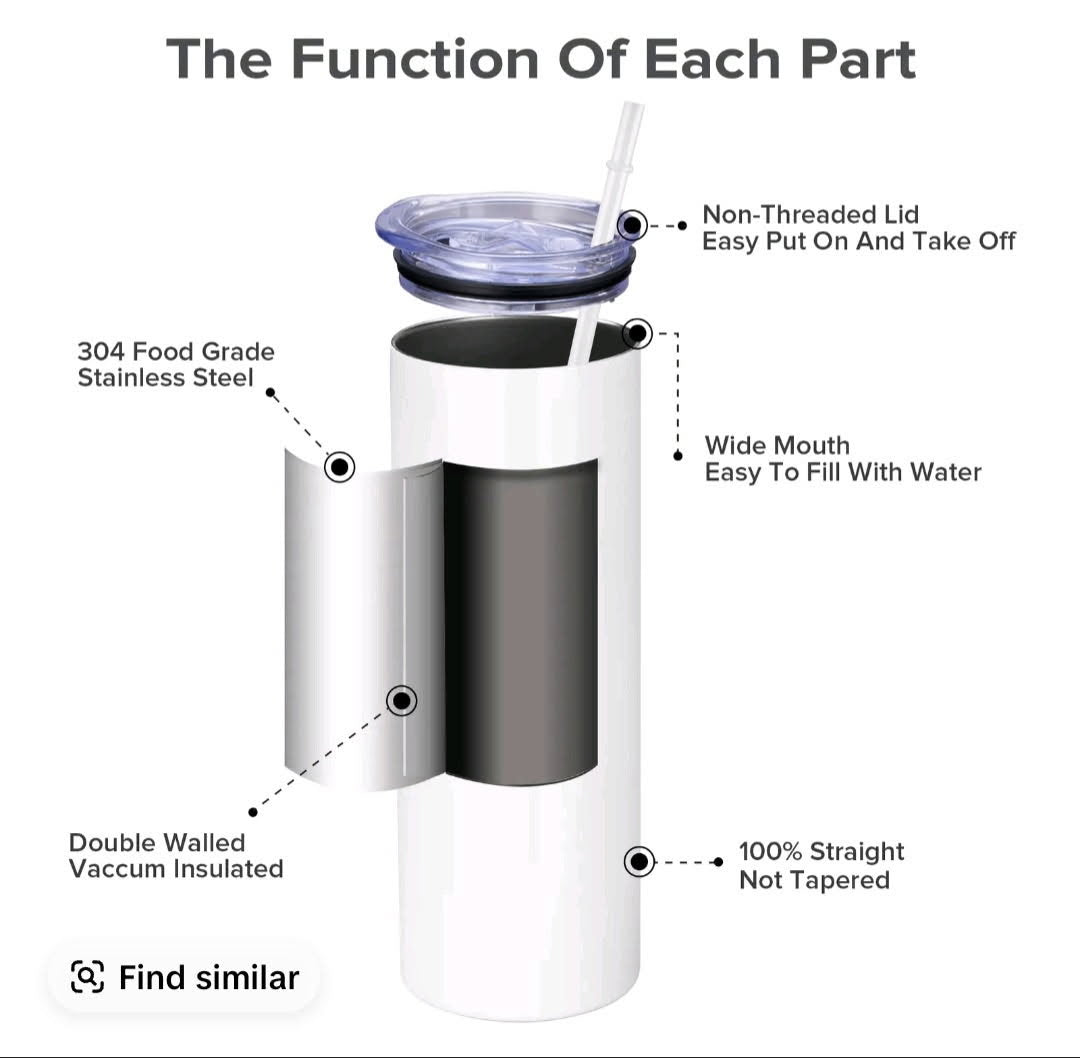 20 oz white insulated stainless steel Operator Coffee tumbler alternate view — Operator Coffee