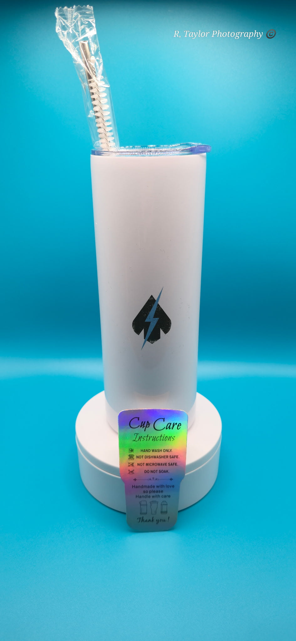 20 oz white insulated stainless steel Operator Coffee tumbler alternate view — Operator Coffee