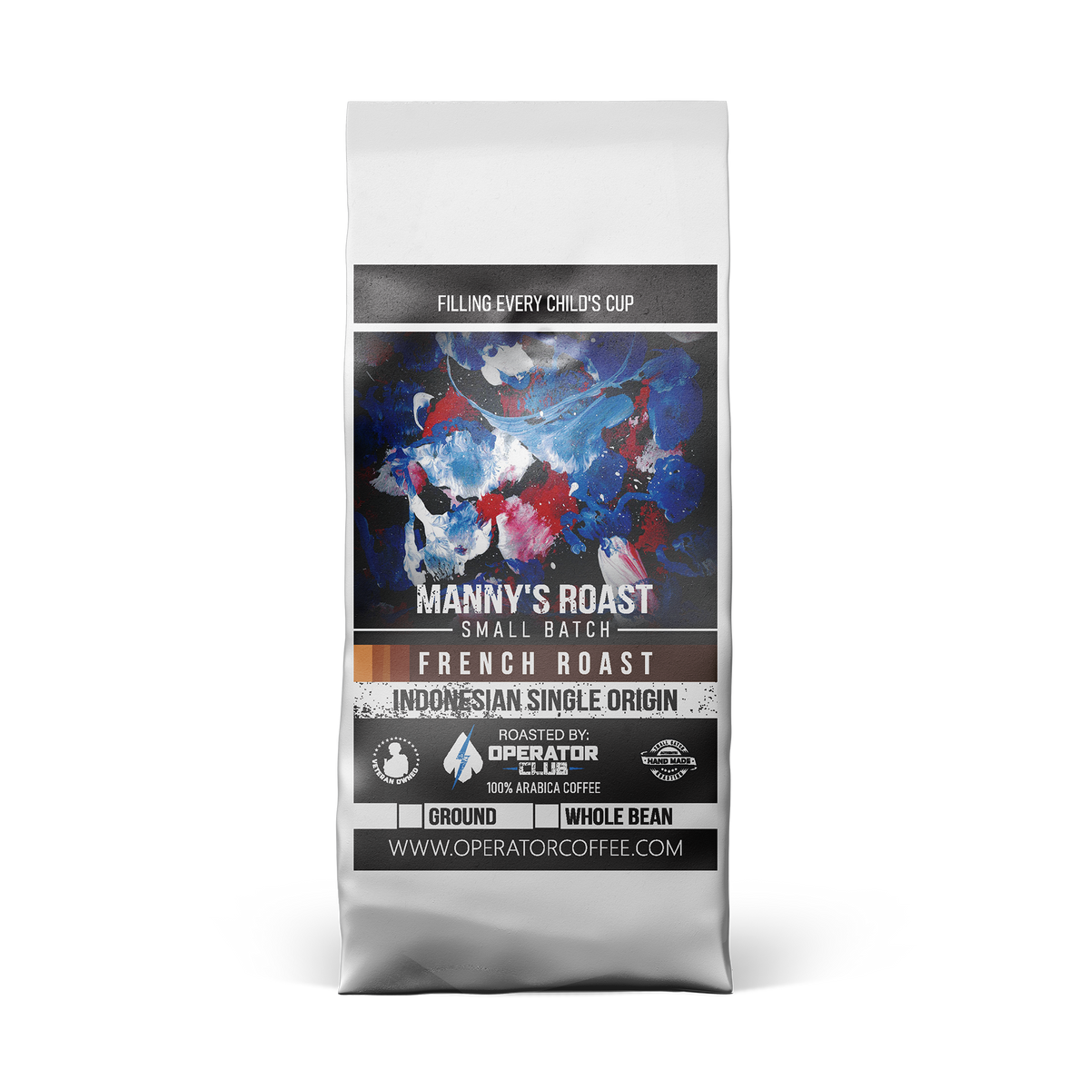 Manny's Roast medium roast coffee bag front view — Operator Coffee