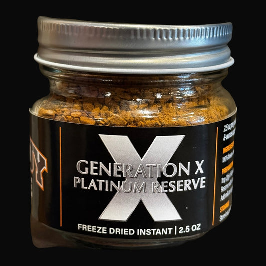 GenX Platinum Colombian freeze-dried instant coffee jar front view — Operator Coffee