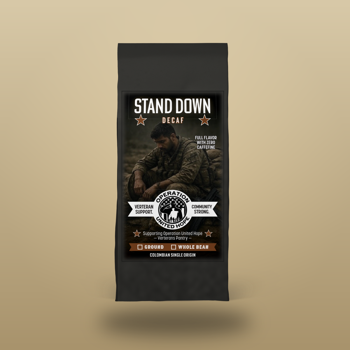 Stand Down decaf charcoal bag — Operation United Hope