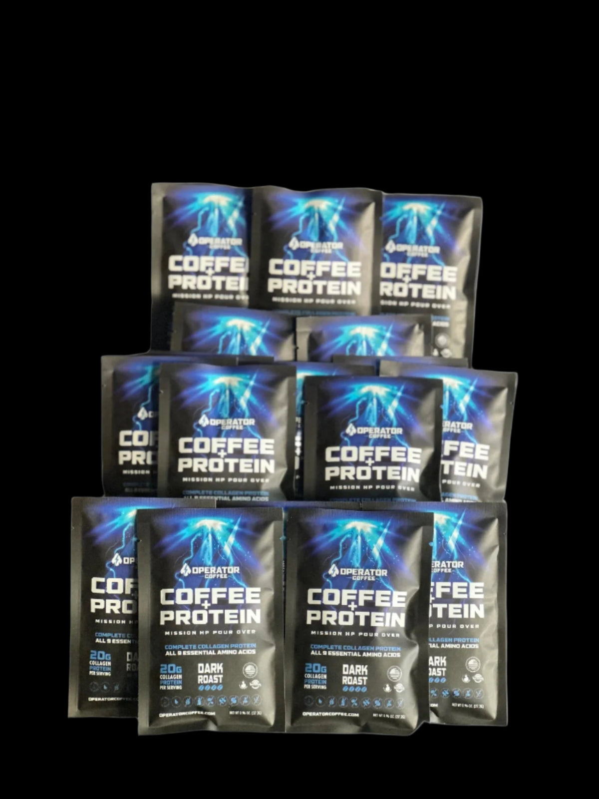 Mission HP dark roast Sumatran protein pour-over coffee 30-pack alternate view — Operator Coffee