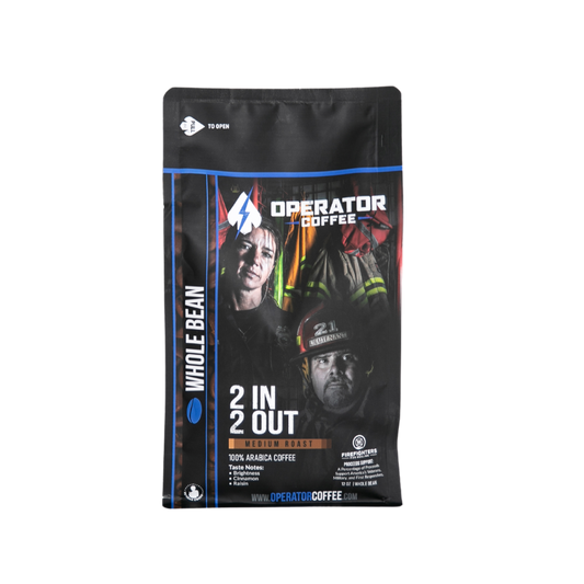 2 IN 2 OUT medium roast coffee bag front view — Operator Coffee