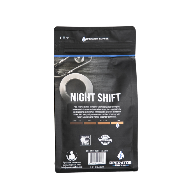 back label night shift operator coffee 