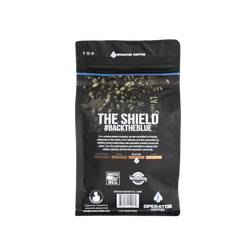 12 oz the shield coffee back of bag 
